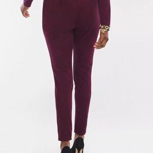 Chicos Faux Suede Pants Women's Burgundy 8P/1P